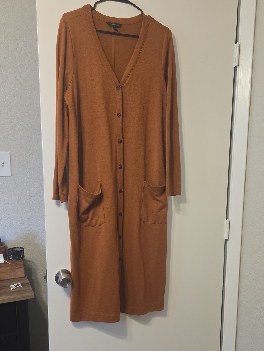 Banana Republic Long Rust Cardigan with Pockets